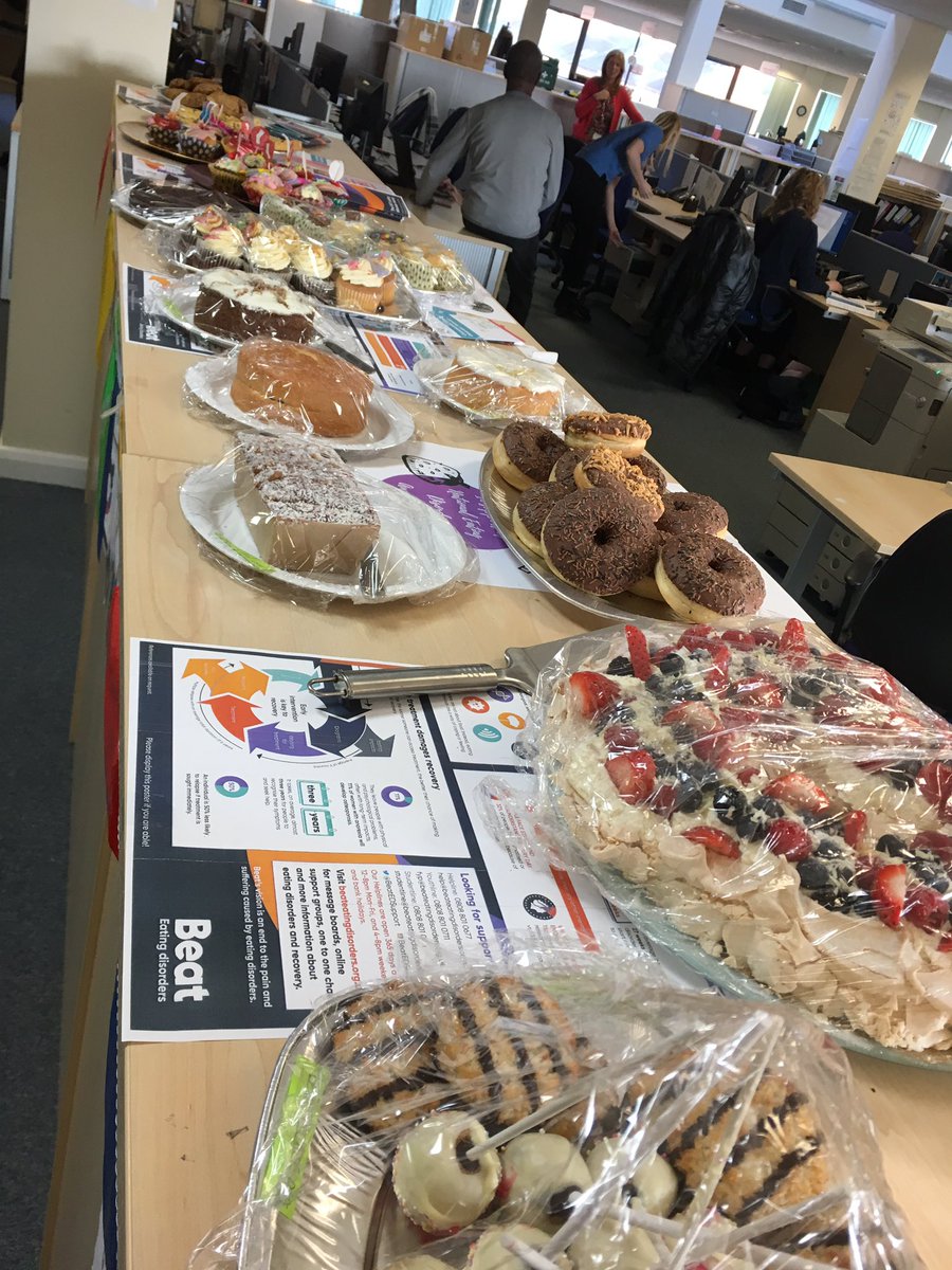 Today at work at Trafford @HealthyYM , I’ve organised a Bake Sale in aid of @beatED  #SockItToEatingDisorders #EDAW2019