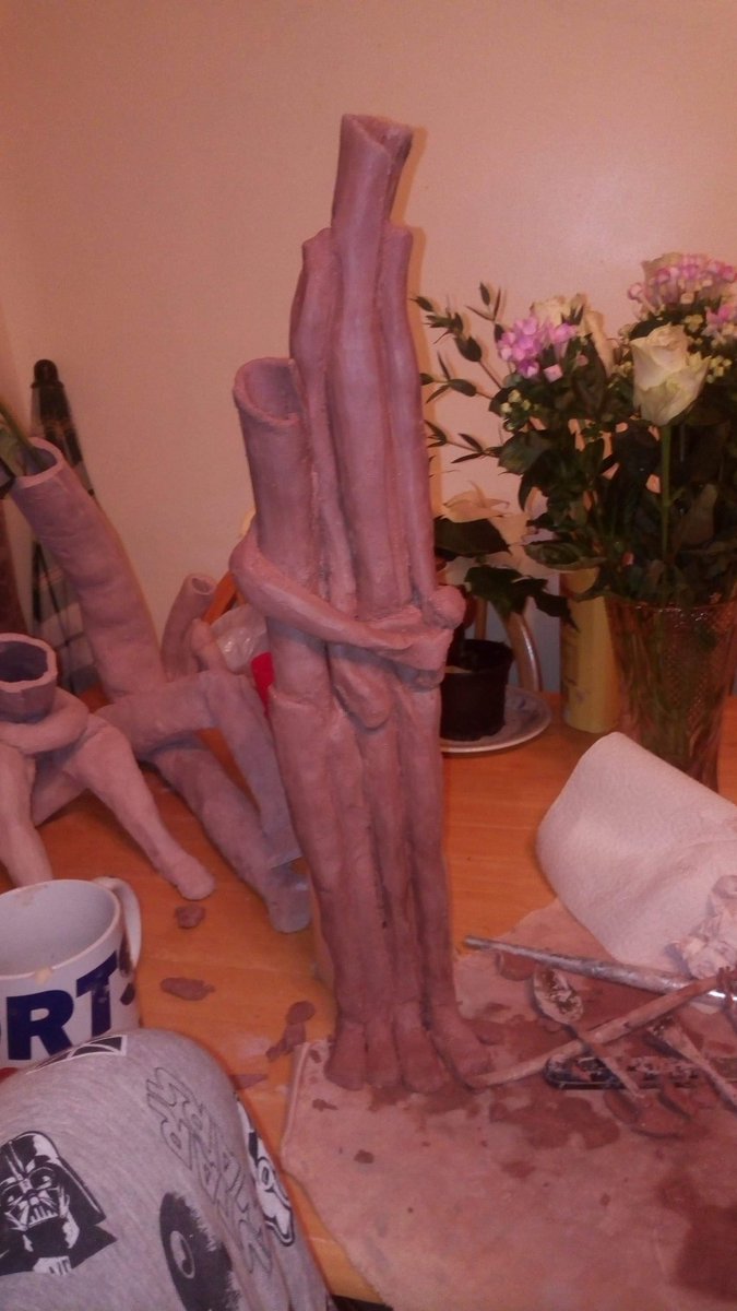 JSAppliedArts's tweet image. A piece that feels special to me has resurfaced recently, this was taken during the production of the the piece and has since been bisque fired and is ready to be glazed.