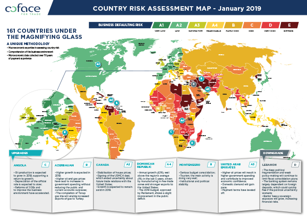 cofacehk's tweet photo. Looking for safer business abroad? View the latest Coface country risk assessment map : 161 countries under the magnifying glass. Get the full map here https://t.co/yENohedmvH https://t.co/eUuRrr23Xx