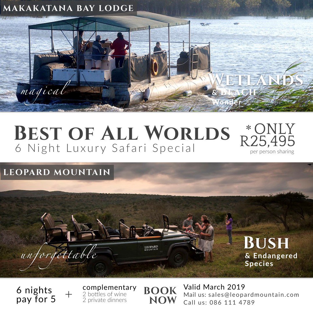 Makakatana's tweet photo. From boat to bush, this month's special offers real bang for your buck! 👌
Offer valid for month of March only so enquire now at sales@leopardmountain.com
https://t.co/zVCLerYf1U
#BestOfBoth #BeachAndBush #SafariSpecial #DontMissIt #AfricanSafari #SpecialOffer #SafariHoliday https://t.co/DRasNj5BHY