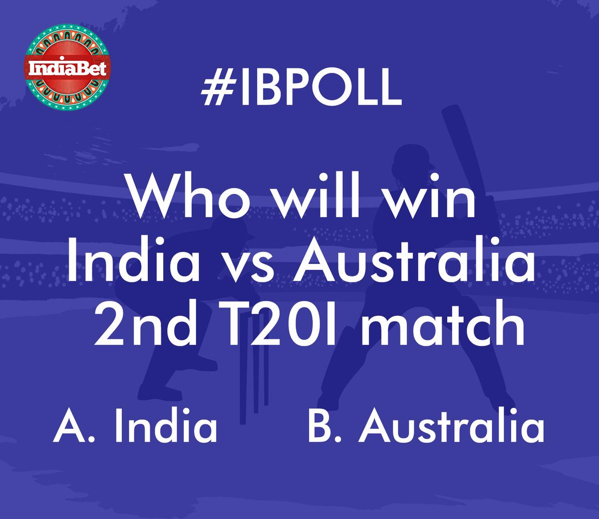indiabet's tweet image. #IBPoll

Who will be the winner of #INDvAUS 2nd T20I match?

#India #Australia #T20Cricket #CricketGame #twitterpoll #polling
