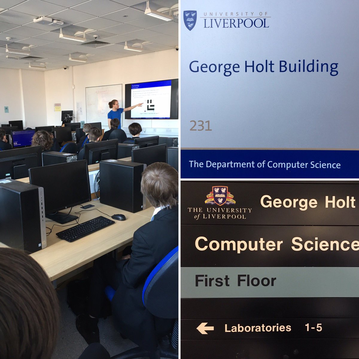 Mr_McKune's tweet photo. Back at the place where it all started for me today. At @LivUni with a group of GCSE Computer Scientists as part of @LivuniSTEM’s Computer Science Outreach. #Classof2005 #FirstClassHons https://t.co/Dsl0stMJDe