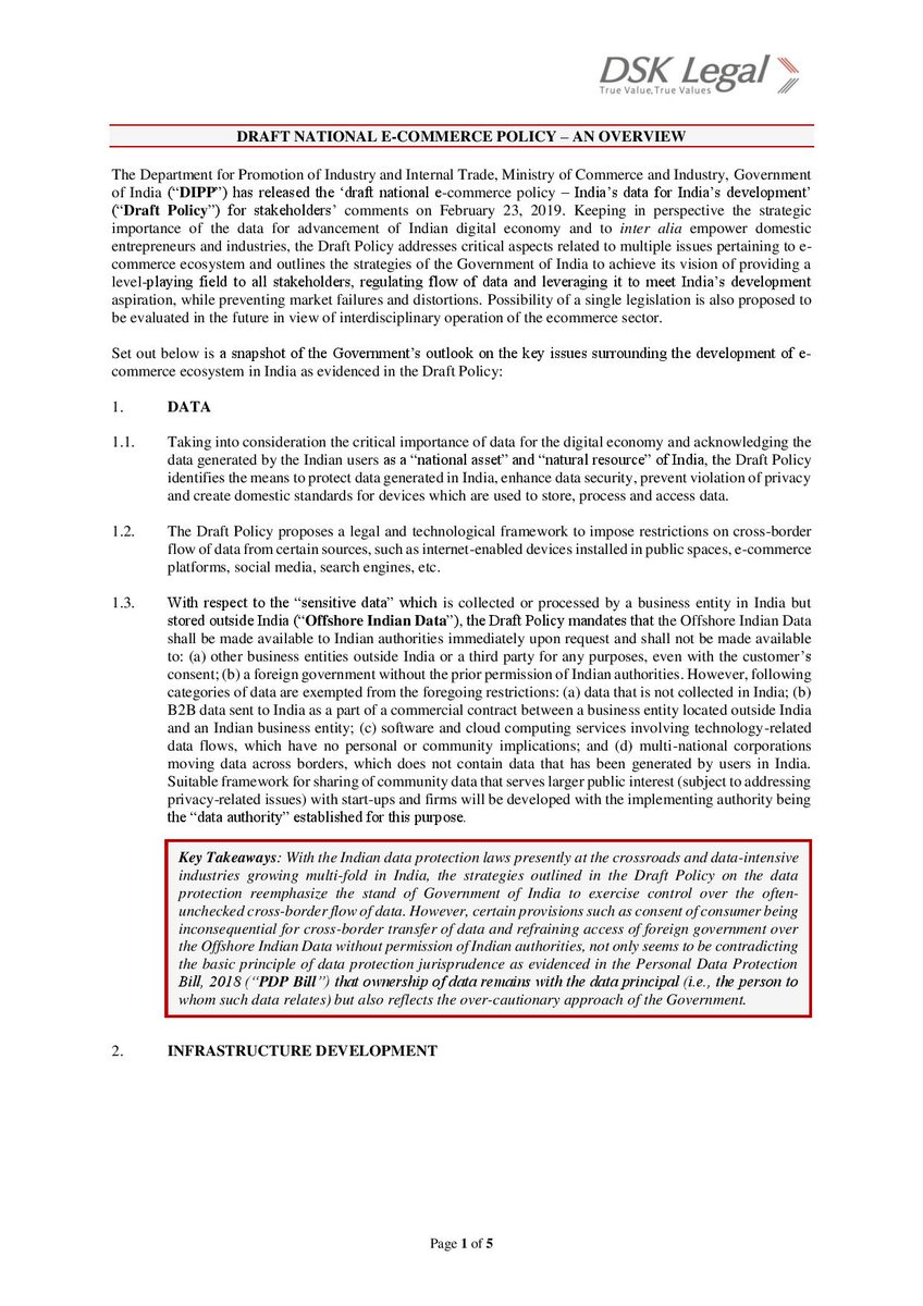 Rishi Anand discusses critical aspects of the recent ‘draft national e-commerce policy'. Please see at the link below:
dsklegal.com/wp-content/upl… #update #policy #ecommerce