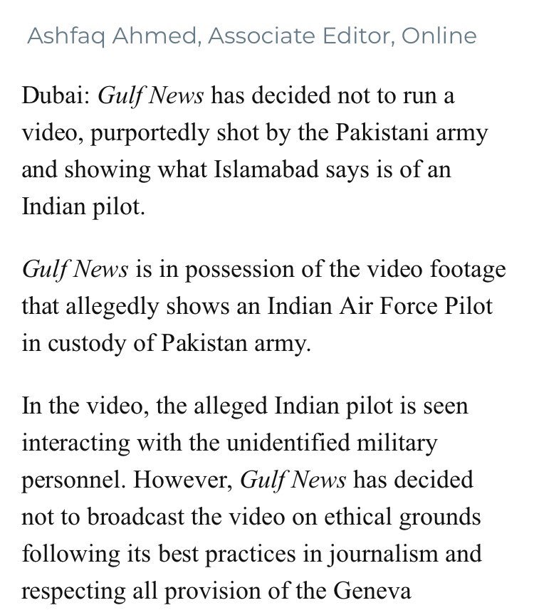 BhasinKamya6's tweet photo. The only thing I understood is that the action taken by the alleged Pakistan military officials was ‘inhumane’ so I think diplomatic answer is a better way.
and an amazing action on the part of @gulf_news to stand your ground ! #respect #abhinandan https://t.co/elOKsKdA1r