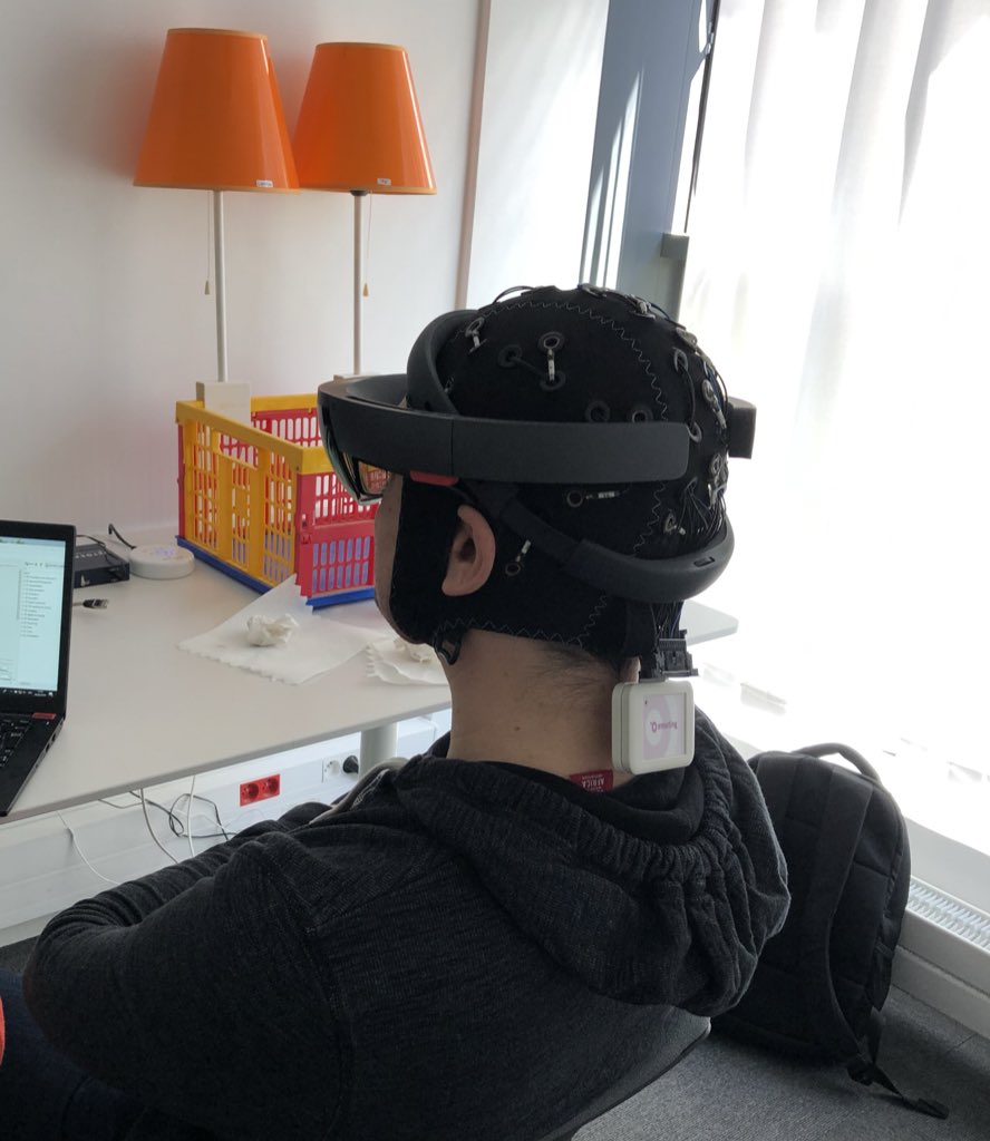 Trying the cool BCI and AR/VR demos at Hybrid INRIA in Rennes.