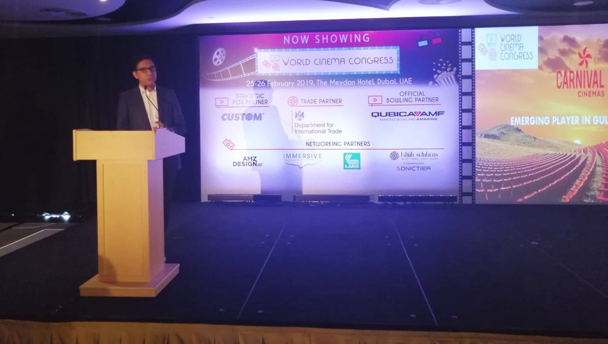 PVSunilCarnival's tweet photo. Presented Carnival's growth plans to the delegates from across the globe at #WorldCinemaCongress in Dubai yesterday. #EmergingPlayerinGCC #CarnivalCinemas https://t.co/HLR9Ee6Osc