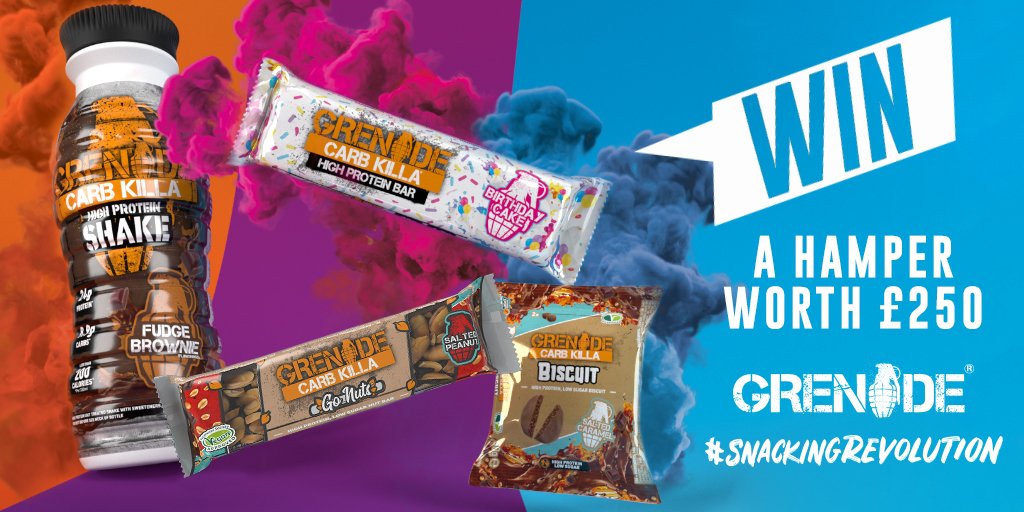 The #SnackingRevolution is upon us! 🙌🏽

For your chance to win a @GrenadeOfficial Snacking Hamper worth £250, simply RT and use #SnackingRevolution!

18+/ UK Only.Full T&amp;C's: bit.ly/SocialTCs. Closes:13/03