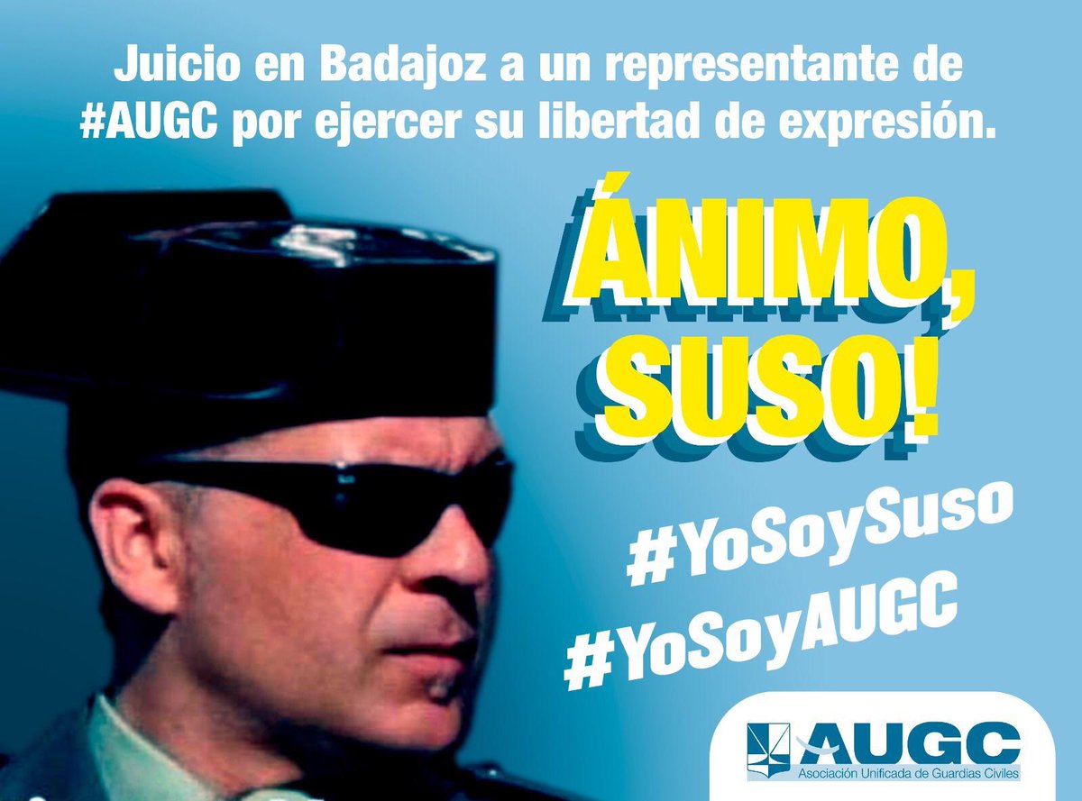 AUGC_Comunica's tweet photo. HOY ES EL DÍA‼️

🚨RECUERDA‼️

Juicio a un representante de #AUGC

🔵Necesitamos que estés “HOY” a las 09:00 h 🕘 en la puerta del juzgado de #Badajoz para apoyar al compañero #Suso 

💪🏻#YoSoySuso https://t.co/FNfsVVDgaA
