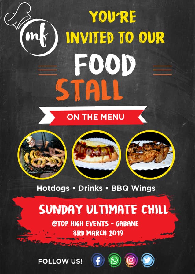 ManagersForumBW's tweet photo. Good Morning Good People!
#SundayUltimateChill is celebrating its 1 year anniversary at #TophighEventsGarden in #Gabane this Sunday, March 03 2019.
#ManagersForum will be there to celebrate with them! Come through and check out our stall for us to cater to your culinary needs! https://t.co/xISsEpb4Rf