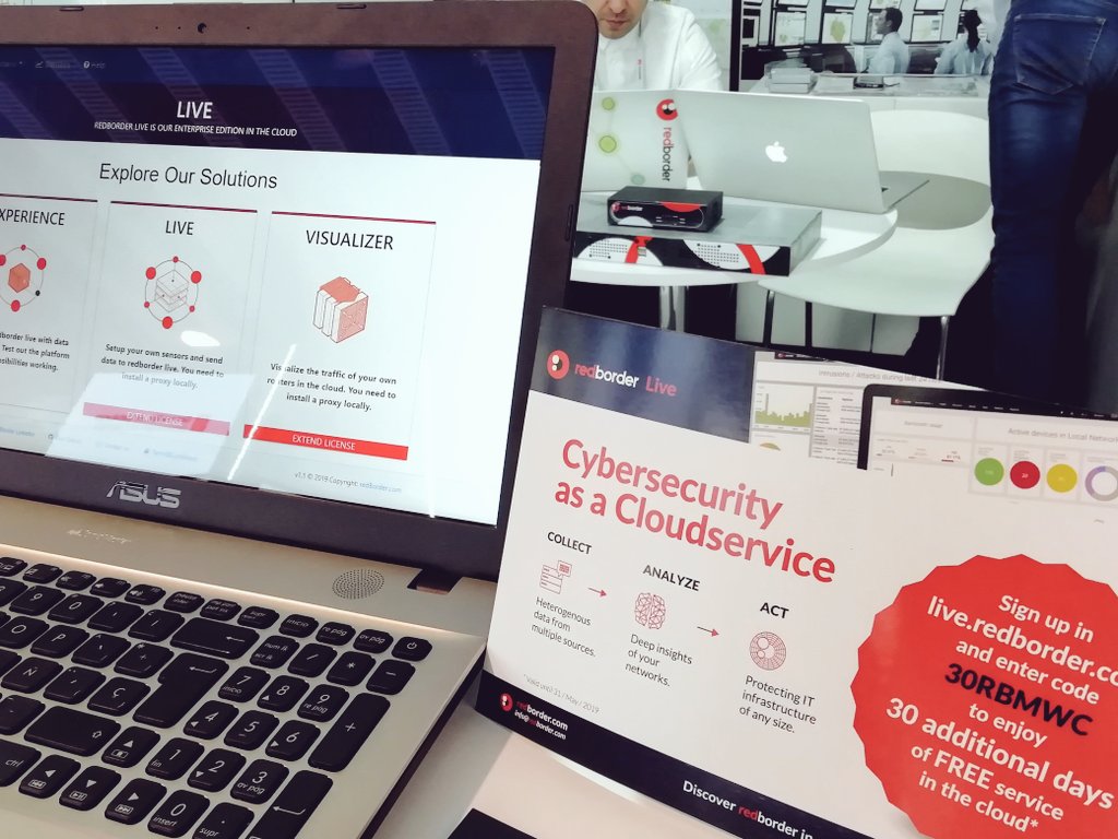Be sure to come and meet our team at our stand and pick up an promotional code to enjoy 30 additional days of #FREE service in #redboderLIVE! #MWC19 #SpainMWC
