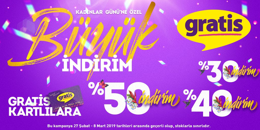 Gratis'ten Kadınlar Günü'ne Özel Büyük İndirim!
<a href="/GratisTr/">gratistr</a> #indirim #gratis #kadınlargünü #8mart #çarşamba