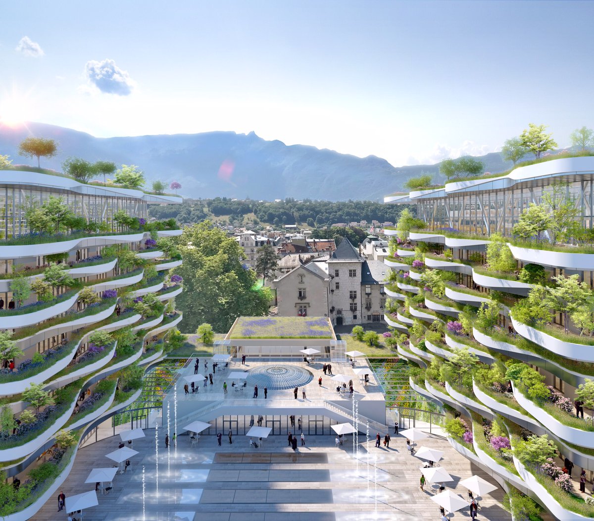 VCALLEBAUT's tweet photo. LAUREAT : Notre projet « L’ECUME DES ONDES, un Village Fluide &amp; Smart, Axé Végétal » est lauréat du concours pour la Métamorphose des Thermes Nationaux d’Aix les Bains. Merci aux Aixois pour leurs 62,89% de votes en faveur de notre projet ! https://t.co/vDgdK2u9nj