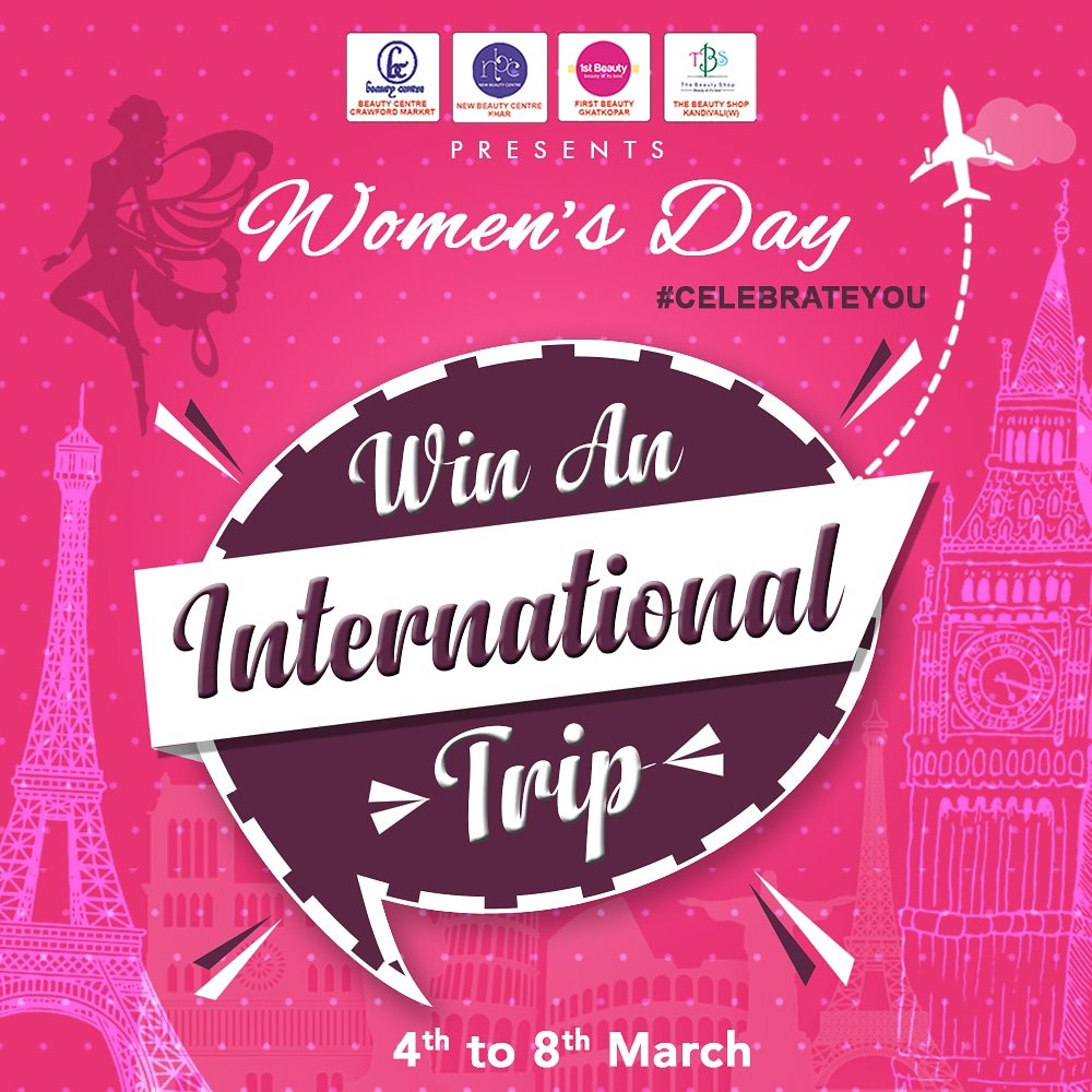 International Trip? YES, YOU HEARD IT RIGHT!
Stand a chance to win an International Trip this Women's Day only at New Beauty Centre!
Try your lady luck ladies.
#InternationalWomensDay  #WomensDay #InternationalTrip #Offer #MakeupBrand #Store #Discounts #Deals #CelebrateYou