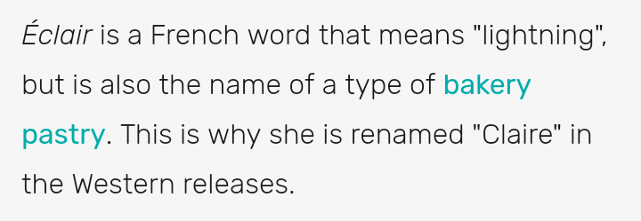 FIRST OF ALL elcair i'm fucking dbxjrbf BAKERY PASTRY I --SECOND SHE DIDN'T EVEN ACTUALLY CHANGE HER NAME HER PARENTS ACTUALLY NAMED HER LIGHTNING FUCKING THUNDER I AM DED