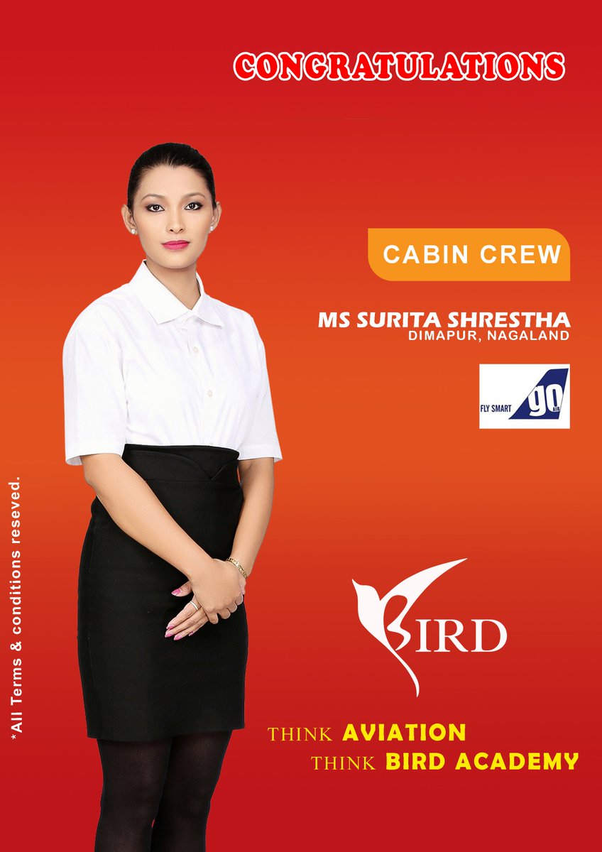 BirdInstitute's tweet photo. @BirdInstitute student from Dimapur, Nagaland Ms. Surita Shrestha has been selected as Cabin Crew in @goairlinesindia ‼

🎊 Congratulations Surita &amp; we wish you the best for your future endeavors.

For other info,visit- https://t.co/F8ce4Xv4Wy
(91) 81348 60569/(91) 75780 13817 https://t.co/MsZSdJtb5I