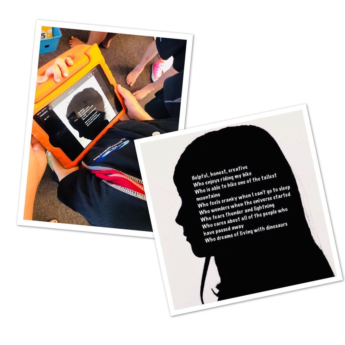 Using our silhouettes to publish our bio poems today... #EveryoneCanCreate #biopoems #year3 #takpschool
