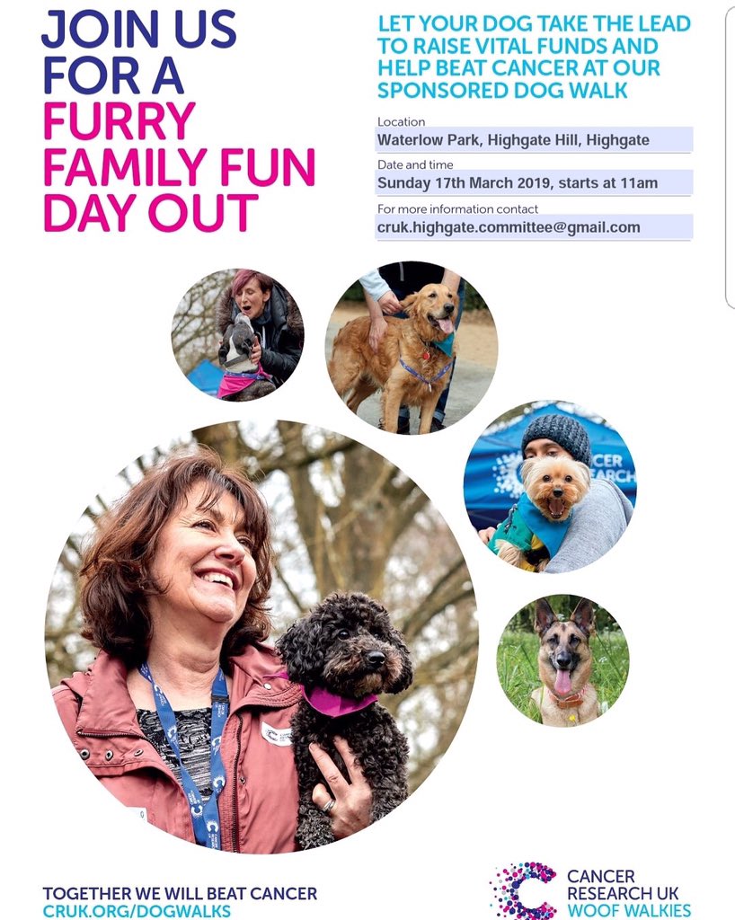 Woof Walkies is coming to #Highgate on the 17th March. Click the link below to register your pooch for this fur-tastic fundraising event in aid of <a href="/CR_UK/">Cancer Research UK</a>!
cancerresearchuk.org/get-involved/f…