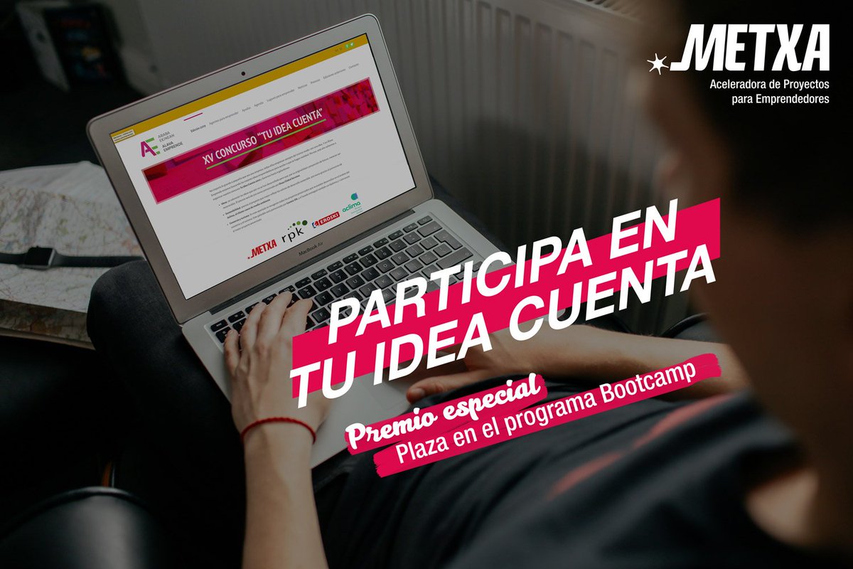 Metxa_Emprende's tweet photo. ¿Todavía no te has presentado al concurso Tu idea cuenta 💡 de @alavaemprende? #emprendedores #startups
💥#Metxa, repartirá el 'Premio Especial Metxa' 🎁➡️ Una plaza en el próximo #MetxaBootcamp de nuestra aceleradora 🚀.
¡Participa! 🖱️ https://t.co/C9cWiMh1TD https://t.co/VEk9RMdnu2
