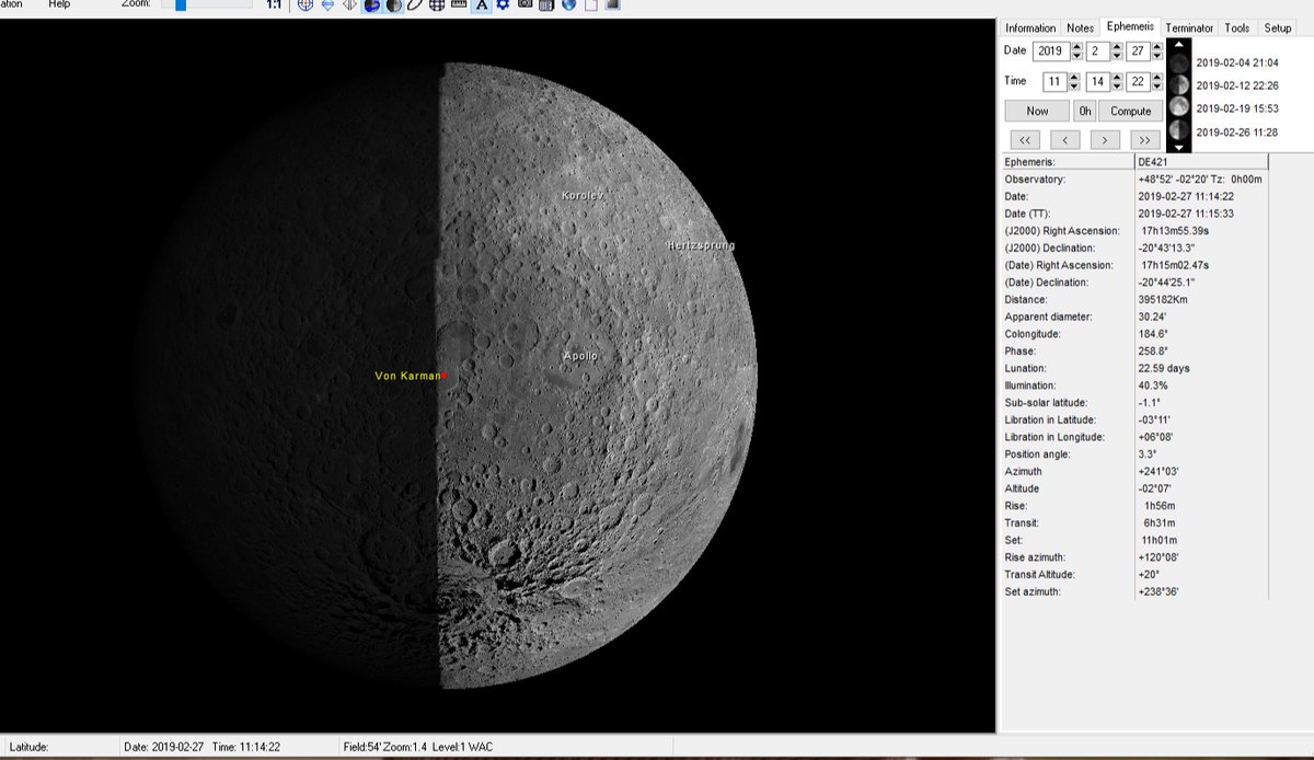 AJ_FI's tweet photo. The Sun has risen over Von Kármán crater on the lunar far side, meaning lunar day 3 of the Chang'e-4 mission is set to begin. The Yutu-2 rover will awaken tomorrow (Feb 28), followed by the Chang'e-4 lander on March 1. https://t.co/GnhQ89sqm0