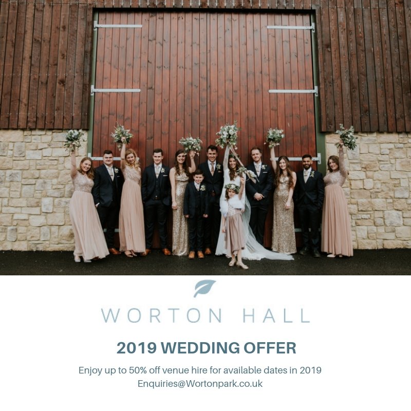 If you are looking for dates in 2019 send us an email at Enquiries@Wortonpark.co.uk to find out about our prices and availability. 
#weddings #oxfordshire #barnwedding #hayleysavage