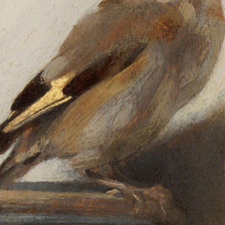 SecondCanvas's tweet photo. 🖌 Each individual brushstroke painted by Carel #Fabritius is visible on the bird's breast. This makes it’s plumage appear very downy.
Download #SecondCanvas @mauritshuis app and learn more about this masterpiece! 👉 https://t.co/Etc6Fsi9ZF 
#BornOnThisDay https://t.co/Lqj4kfFL0O