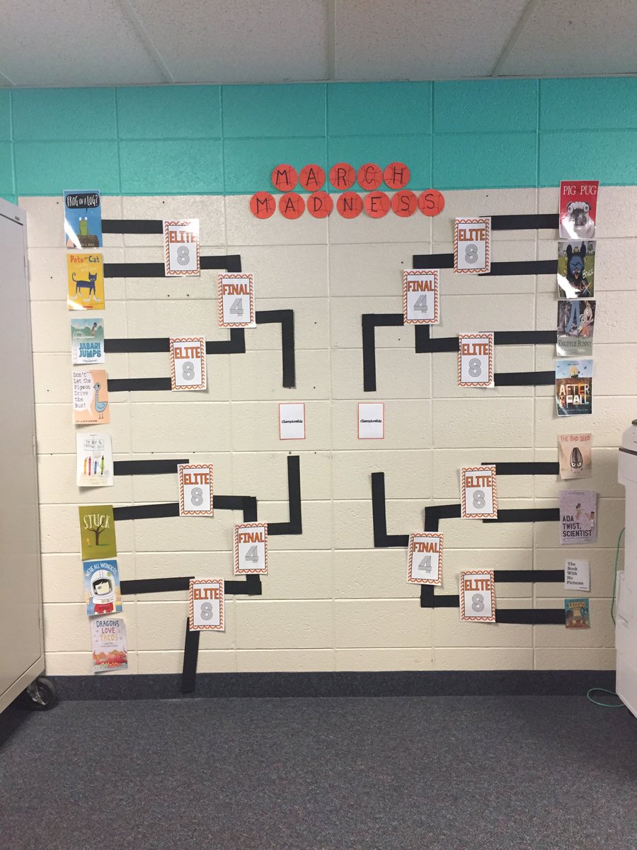 Kate_theSLP's tweet photo. SO excited for Ms. Hoopingarner’s March madness! Such a fun way to promote reading! #WeAreStrongsville #SCSstrongtogether #surrarrerstrong https://t.co/WzkEE0xlRz