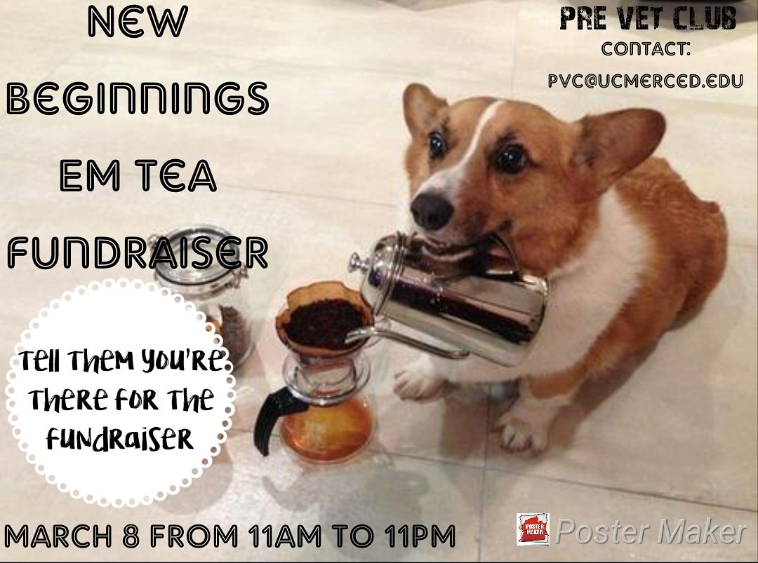 UCMercedPVC's tweet image. Support New Beginning by going to Em Tea Friday! Tell them you're there for the fundraiser!