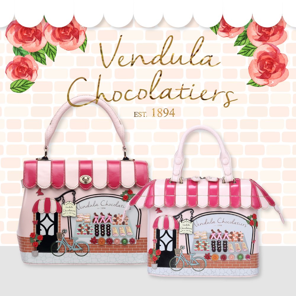 VendulaLondon's tweet photo. This Spring is going to be super sweet! Step inside the newest shopfront on the block - the Vendula Chocolatiers, with all the pretty details and features you'll be in for a treat! See the collection here: https://t.co/HNIff3gQtB #chocolatiers #quirkybag #funkybag #ss19 #sweet https://t.co/BAwPaYOZpT