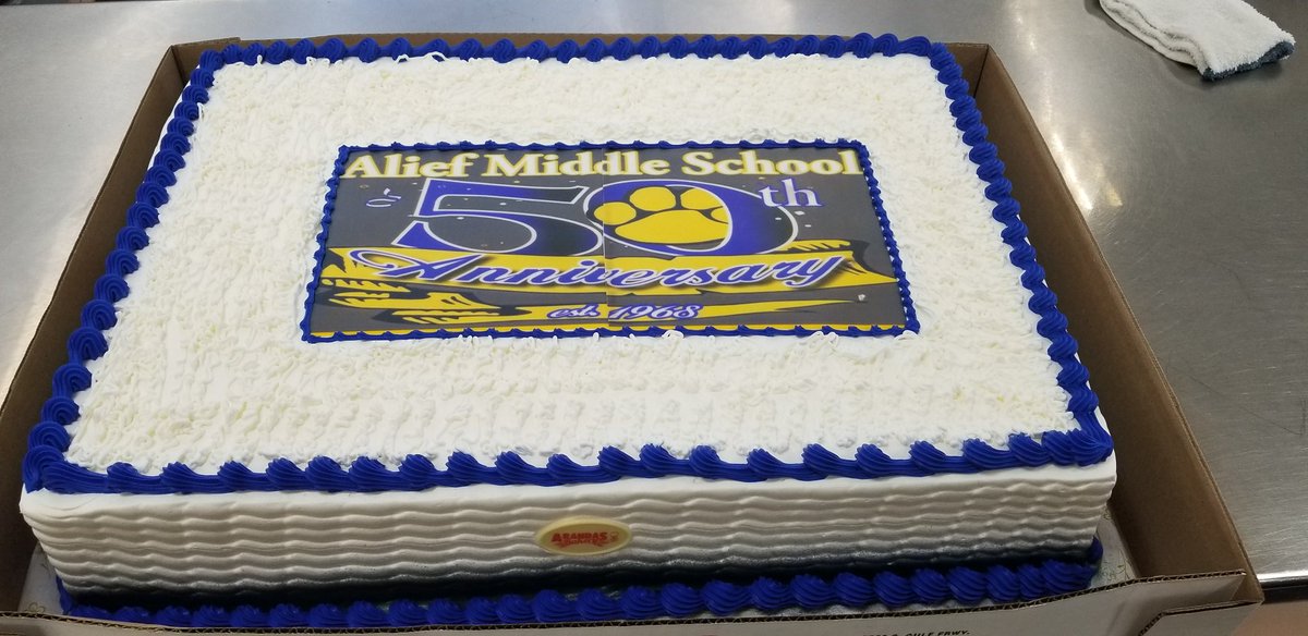 NKhowja's tweet photo. Want some Tres Leches Cake? Join us tonight as AMS celebrates it's 50th year anniversary. Thank you Arandas Bakery Beechnut for the cake donation. #purposepassionpride @alief_middle @PrincipalLopez9 @sherfay @AliefISD @GusCesar1 https://t.co/Re3sDJFyEF