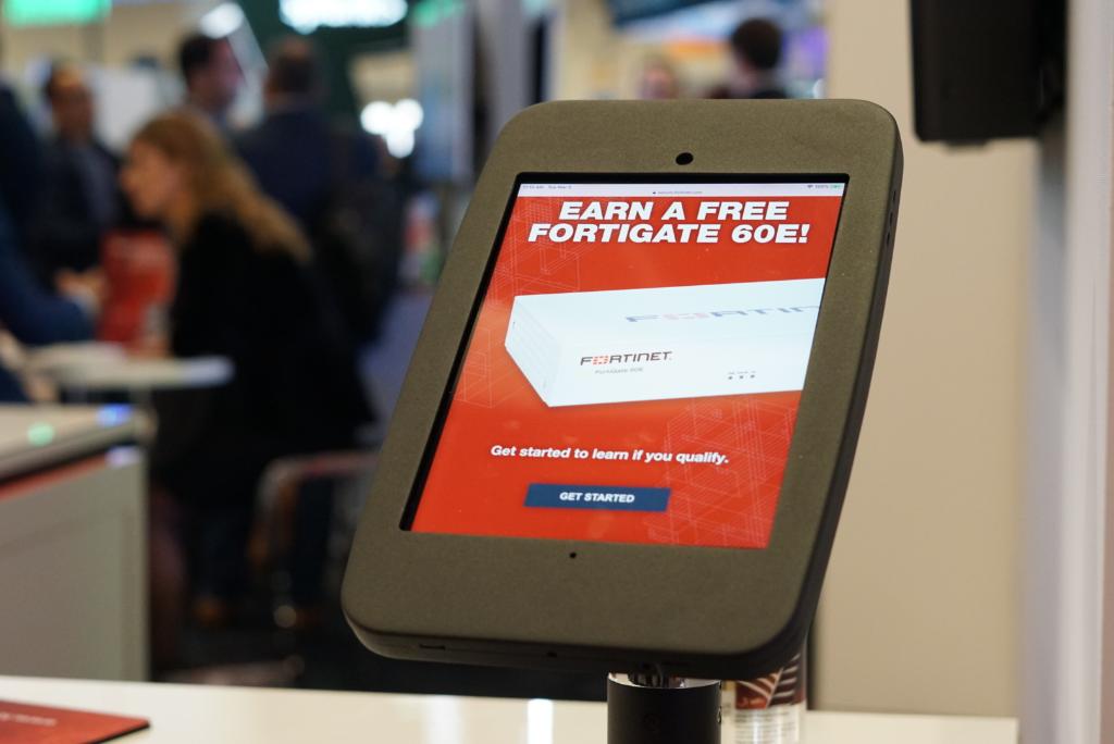 Fortinet's tweet photo. Come to #Fortinet booth #5869 at #RSAC19 and take a quick survey to see if you qualify for a free FortiGate 60E! https://t.co/3VHnE7jBfo