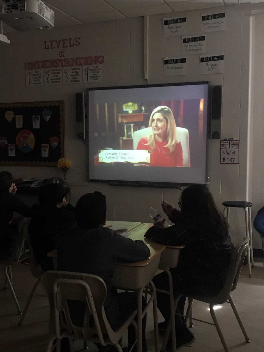EmilyGrosse's tweet photo. Today we participated in the live #SkypeClassroom broadcast where we heard how creativity &amp; imagination bring characters to life with @CressidaCowell, author of #HowToTrainYourDragon! We even got to take a 🤳 with Cressida! @MussoStefanie #EngageHB #WeAreHB https://t.co/5yDhDP5NaX