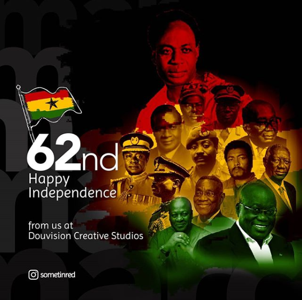 douvision's tweet photo. From 1957 to 2019, we still journey together in UNITY despite our political differences and challenges.

#independence #ghana #ghanamonth #6thmarch #madeingana #wearghana #sometinred #douvisionofficial #dcstudios #dcstudios #nana #mahama #unity #peace #happyindependenceday https://t.co/UblI0V7pAE