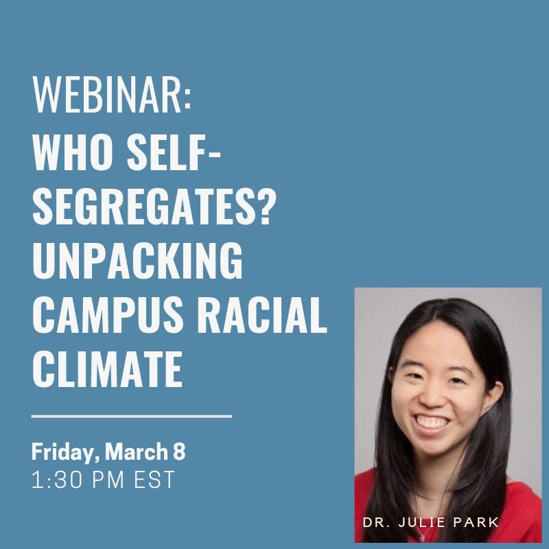 ACUHOI's tweet photo. Join #ACUHOI at 1:30 PM EST on Friday, March 8 as Dr. Julie Park shares insights from her book, "Race on Campus: Debunking Myths with Data". https://t.co/42Gzp8sATG https://t.co/SLjffrJ37x