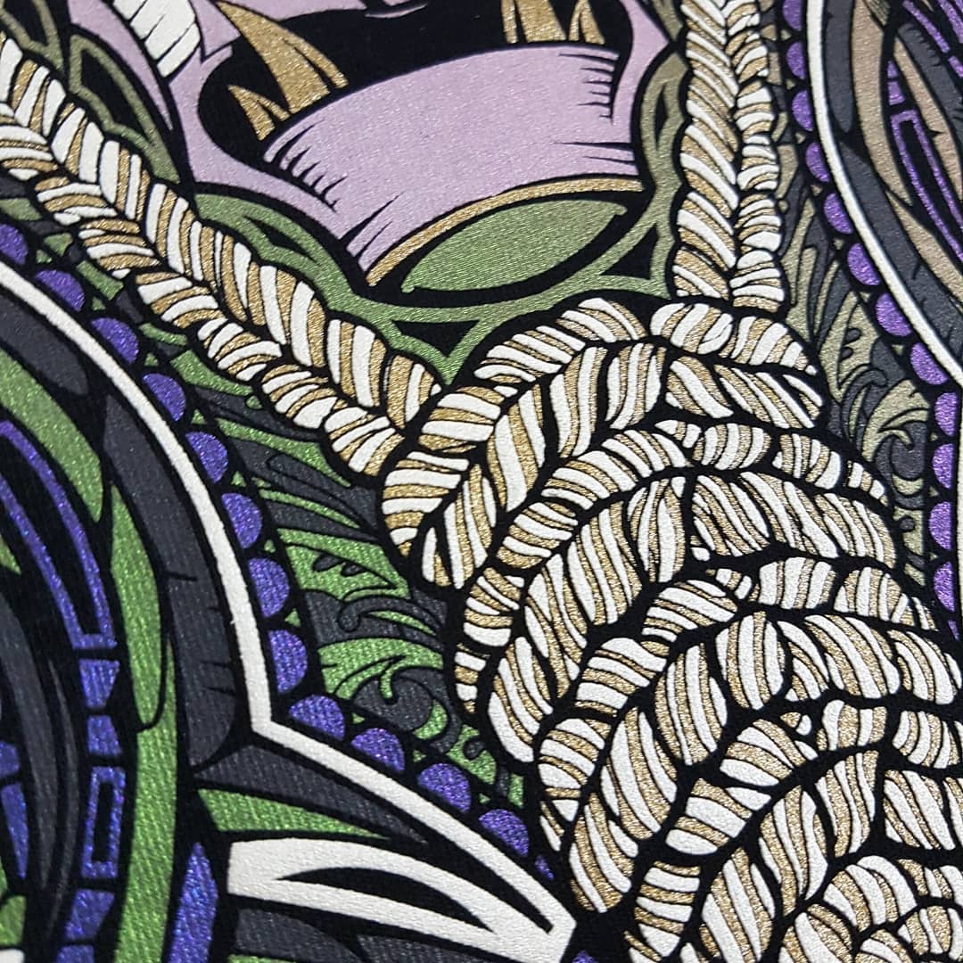 MagnaColours's tweet photo. Wow! The Magna team have been busy creating some stunning water-based prints today. This Samurai has so many different special effect inks: Bling , MultiChrome, MultiShine, Expanding and PearlFlex Neutral! 😍 #magnacolours #magnaprint #waterbasedink #screenprinting #screenprint https://t.co/LjxkW0ZiMi