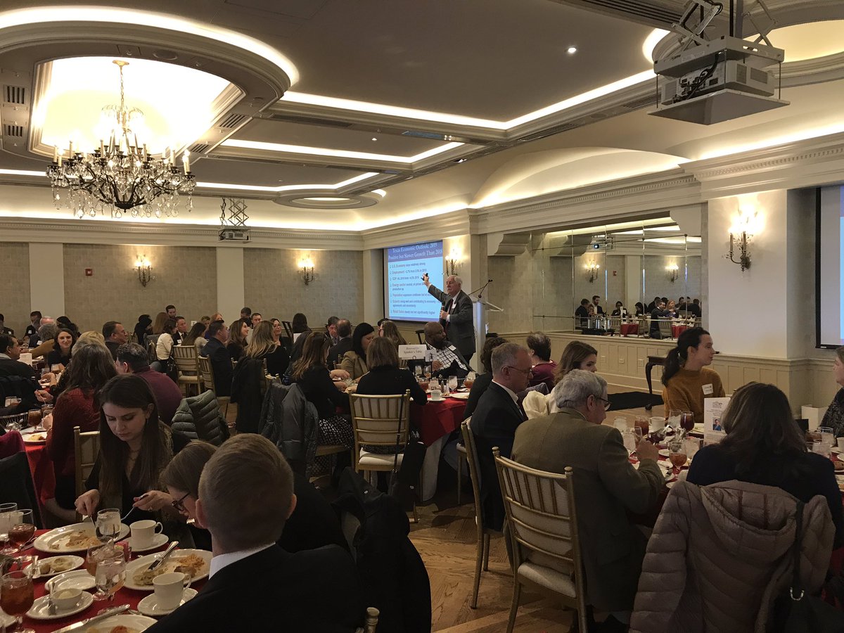 CREWSA's tweet photo. Thank you to all who attended @CREWSA @CCIMsa and @IREM_info Joint Luncheon yesterday! We had a packed house for @TexRec Dr. Jim Gaines’ informative economic and market update on our great City and State! 2019 should be another year great year for #CRE! #CREWSA https://t.co/U8n7knMhgi