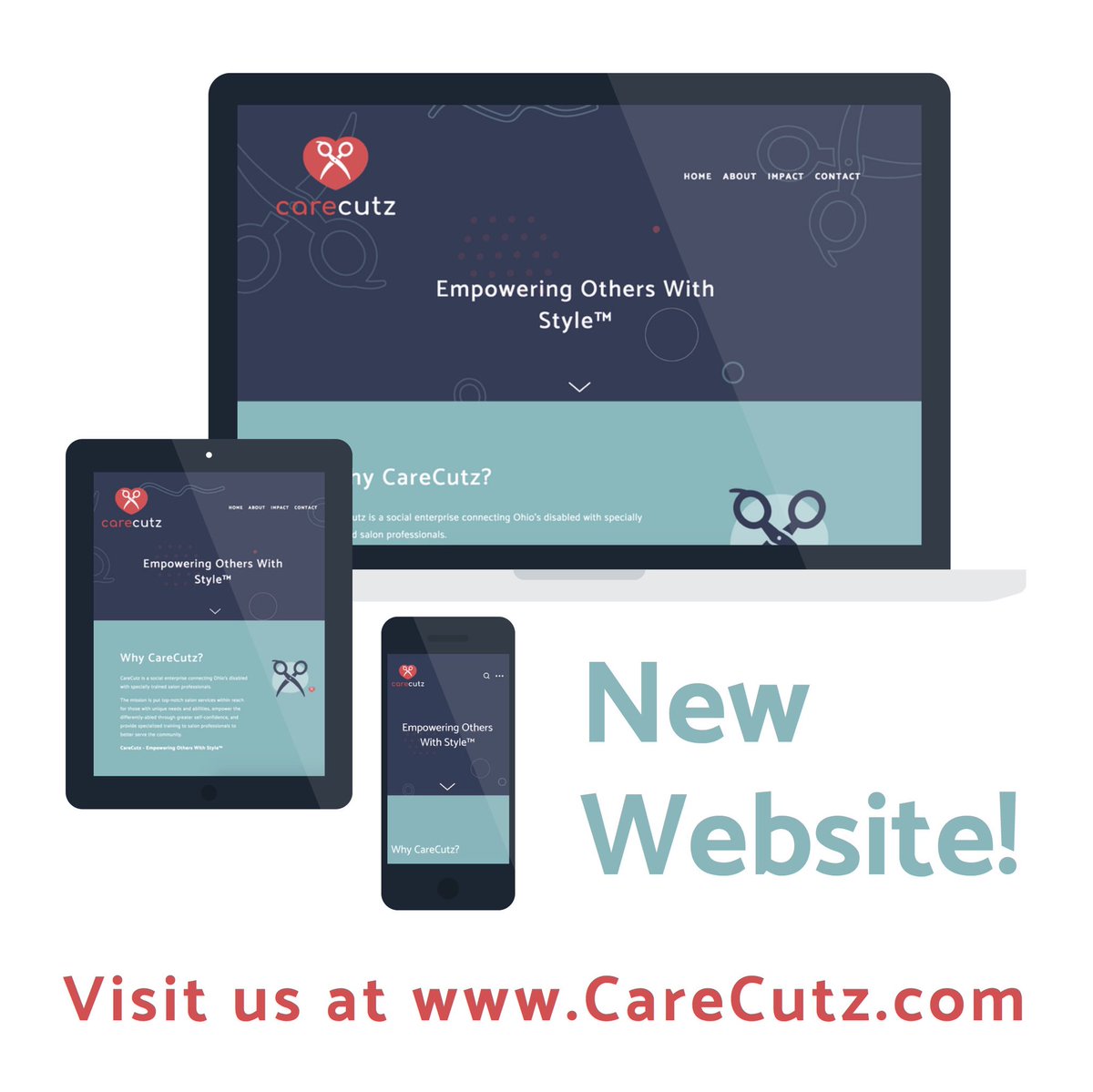CareCutz's tweet photo. We’re so excited to announce the launch of our new website at https://t.co/gs14JNLqxt, along with our freshly branded look. The new website supports the #CareCutz mission to connect Ohio’s disabled with specially trained salon pros. Check it out! #EmpoweringOthersWithStyle https://t.co/EJU2MgdRyk