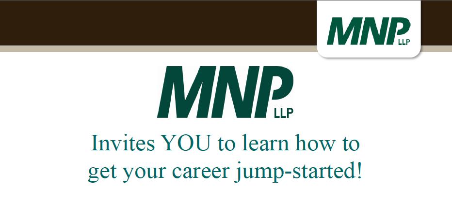 If you’re looking for small firm relationships, with large firm resources--MNP is the place for you. MNP will be hosting an information session on campus on March 12, 2019, in room 537 Drake Centre from 5:30 – 6:30 P.M. 🍕 &amp; refreshments will be provided!