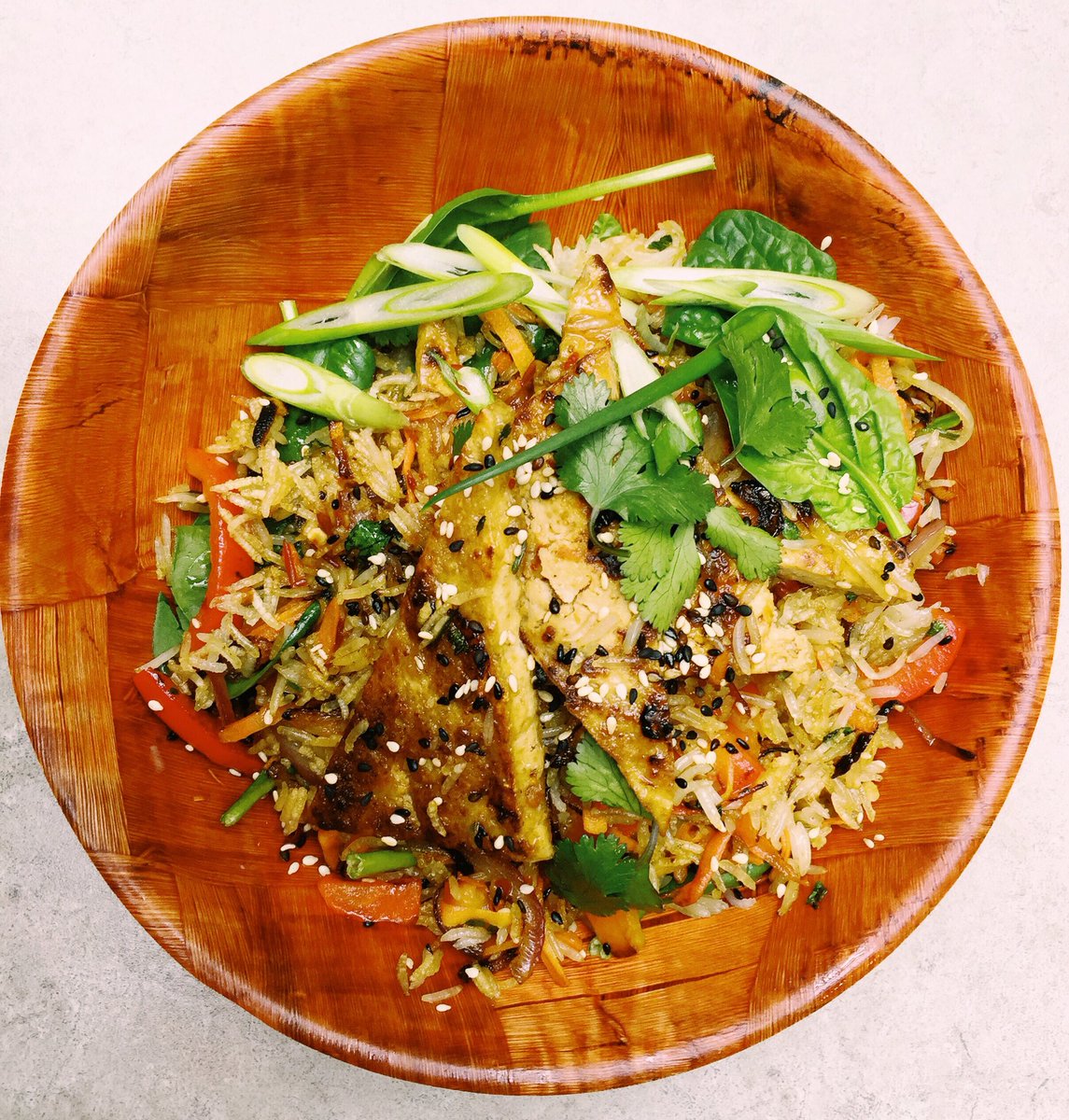 Golden Tofu Fried Rice-the culinary love child of Chefs Becky Hostetter and Micah Frank. Stop messing around and come into The Kitchen while you can get it. #Vegan #glutenfree