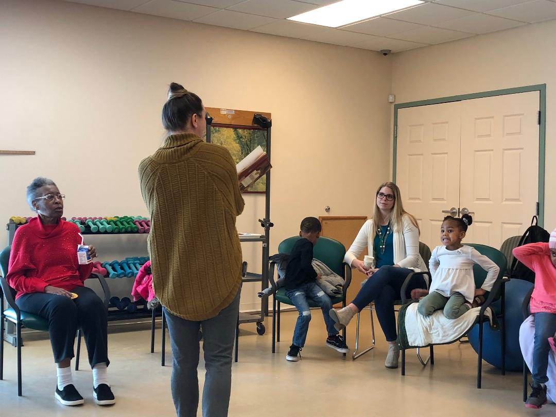 CircleCenterADS's tweet photo. Circle Center Participants and students from @BeaDoer St. James’s Children’s Center were busy with activities including storytelling and Memory Match during Intergenerational Group! Participants and staff love the energy and smiles that these students bring us each week! https://t.co/A1YOG5duhx