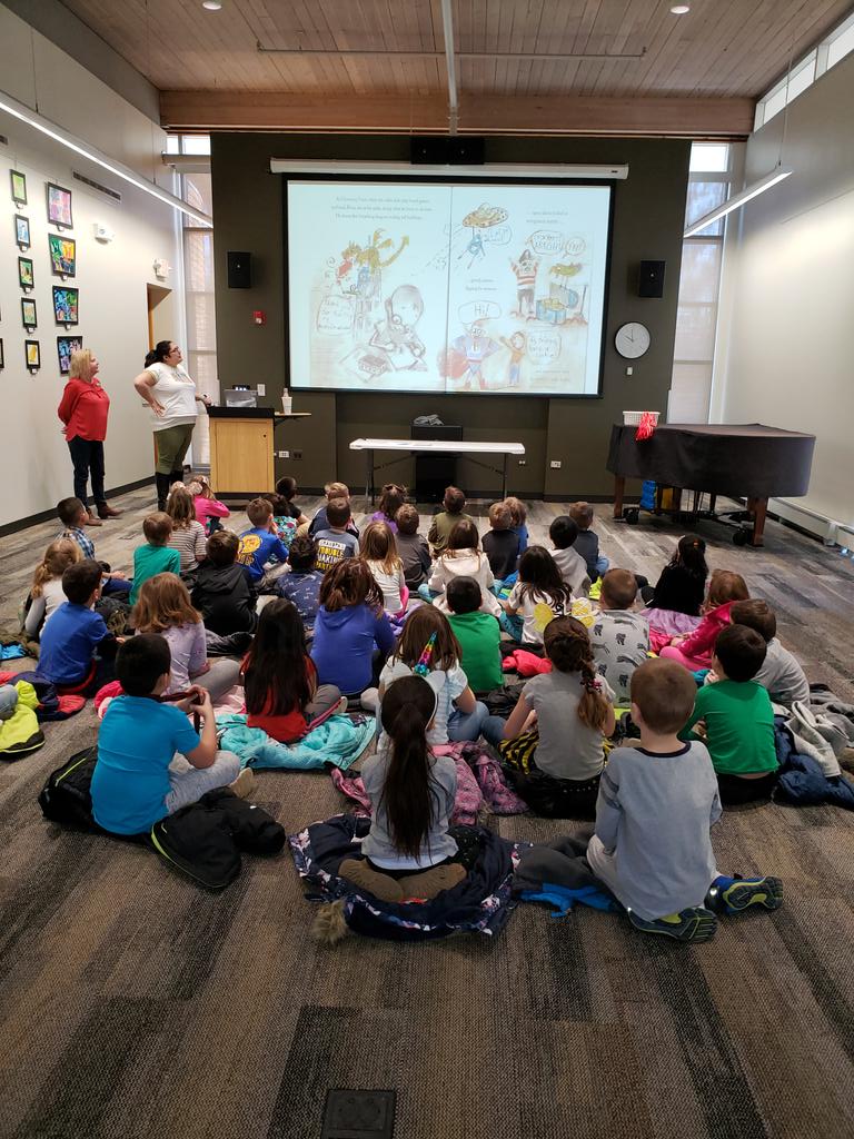FalkTrudi's tweet photo. Cotton Creek 1st graders enjoying a story at the Wauconda Public Library. #ccs118life #falksbusybees https://t.co/R4TJNYD8Zh