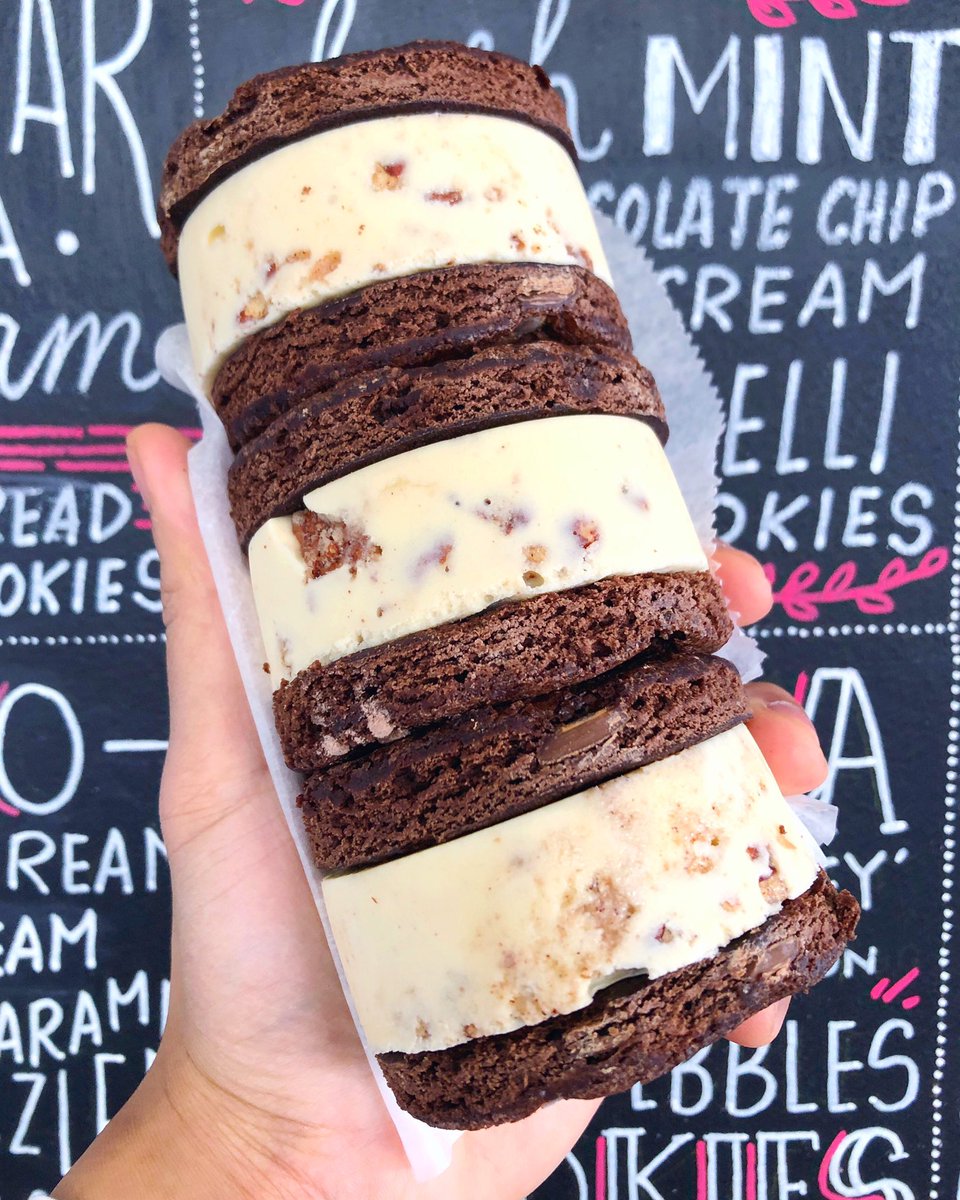 tricycleri's tweet image. Wonderfully complex and incredibly indulgent special #icecreamsandwich flavor this week: Bourbon-Brown Butter &amp;amp; Candied Pecan Ice Cream between Maldon Sea Salted Double Chocolate Brownies. Available this weekend at the shop. 😊🍦♥️