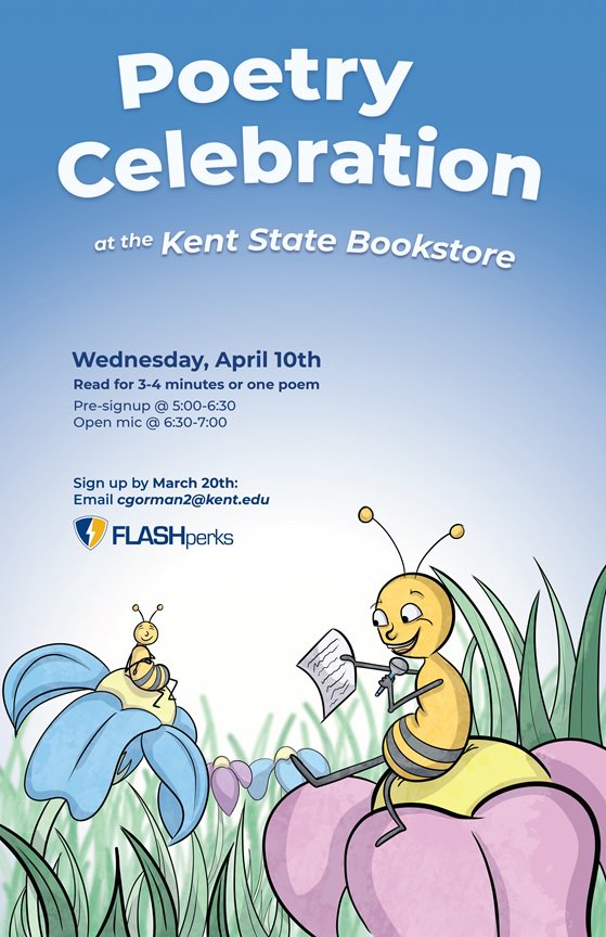 kentstatebooks's tweet photo. #poetrylovers are invited to join us for an evening of poetry showcasing the diversity of KSU on April 10. Readings should be 3-4 minutes in length or one poem. To share your own or read a favorite, email cgorman2@kent.edu by March 20 @CSIKent @KSU_CollegeofAS @KSUPerfArtsLib https://t.co/hWPaOcCBr6