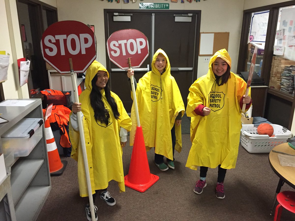 Safety Patrol is ready for the rain ☔️.  Drive safe and walk safe to school.