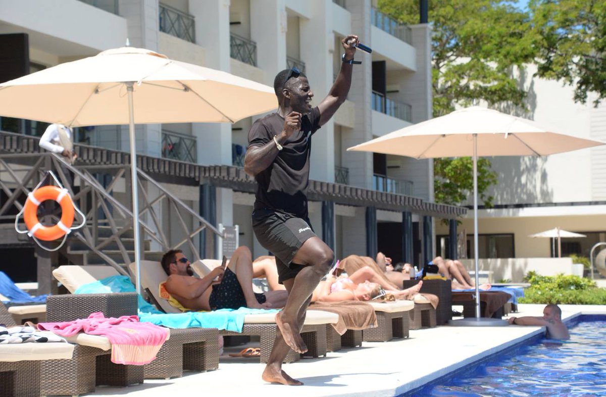 GrandLidoResort's tweet photo. Suit up and head over to Hideaway at Royalton's main pool at 11:15am for an exciting and energetic session of Aquafit. https://t.co/KfKxnS2FVY
