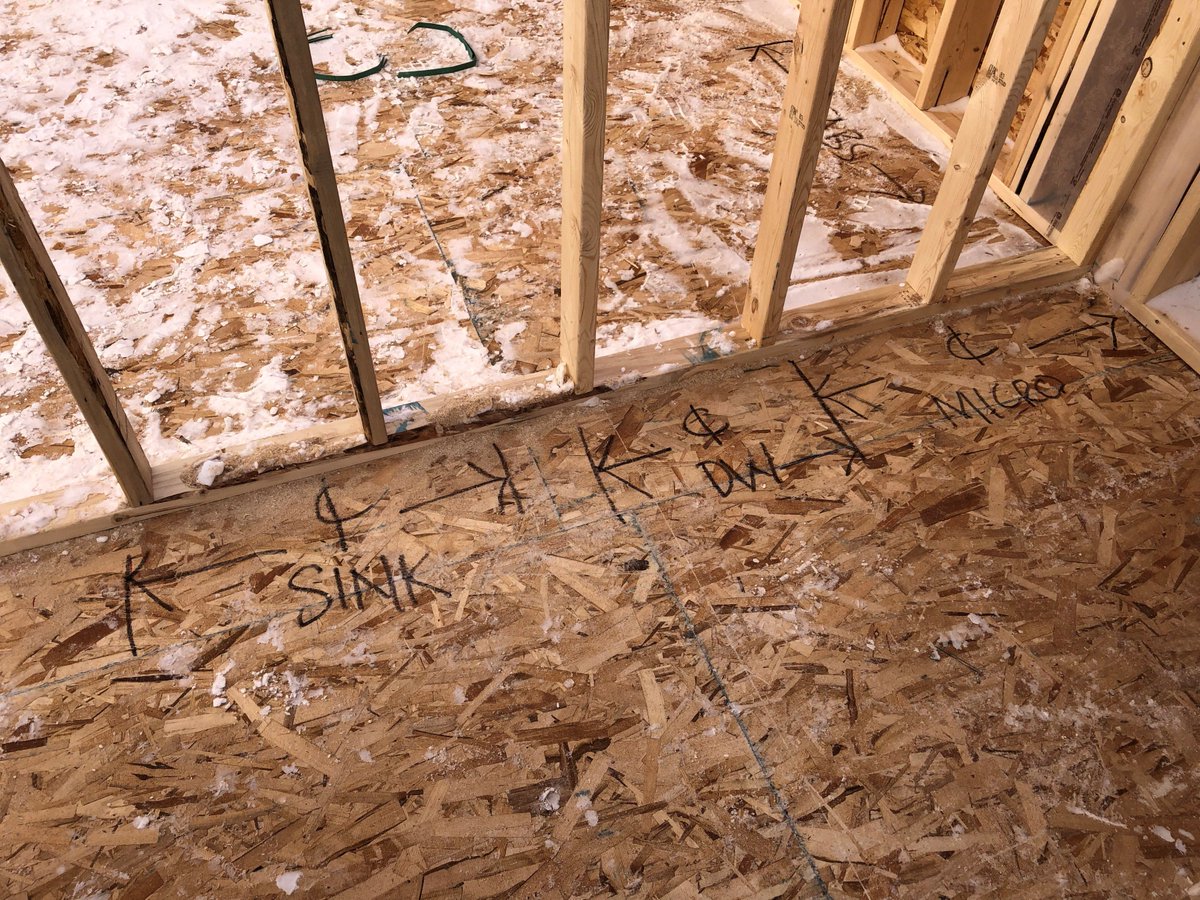 ClassicKitCab's tweet image. Marked out cabinets for the 2019 @CSLotteries Stampede Rotary #Dreamhome by @HomesByAviYYC this week. Can't wait to see the finished home!