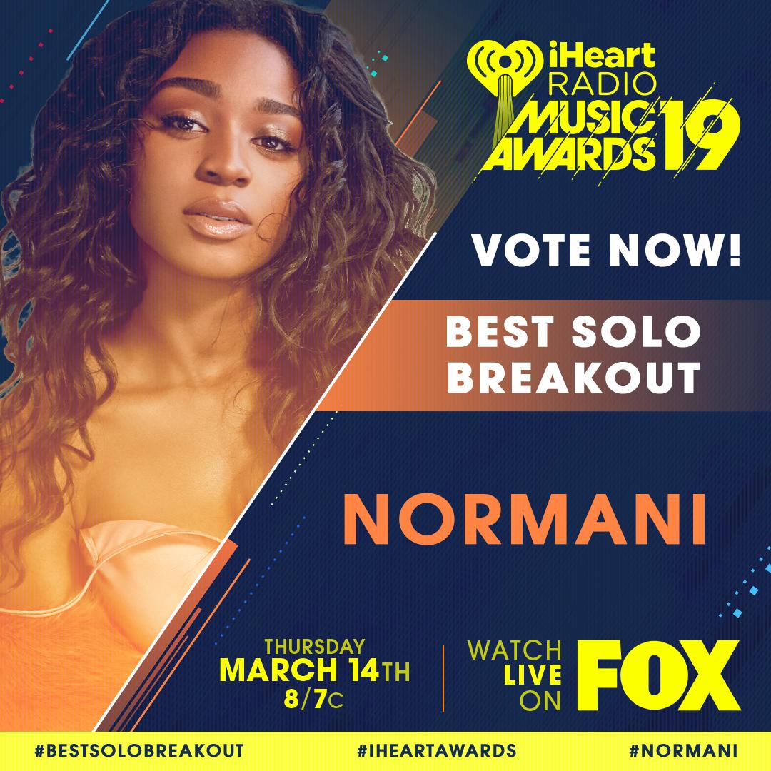 iHeartRadio's tweet photo. 💛 @Normani 💛

#Normani #BestSoloBreakout #iHeartAwards https://t.co/aPueslGLA4 https://t.co/EUD9DiaSFt