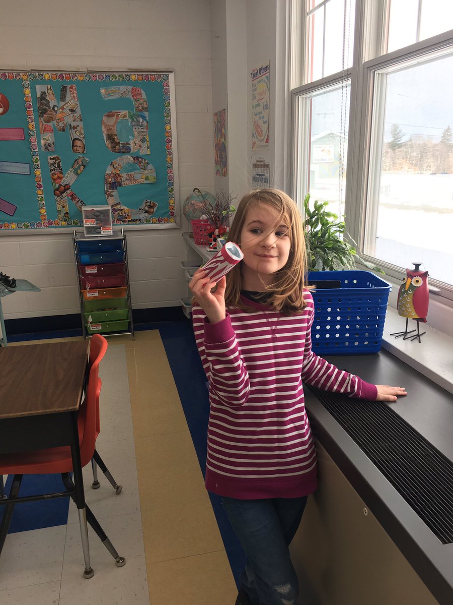 Mainegirl207's tweet photo. In 4th grade GT we are reading The Junction of Sunshine &amp; Lucky @holly_schindler.  Today we made our own kaleidoscopes! Here are two of my models! #handsonlearning #applythelearning #create https://t.co/BcGFmoAuIi