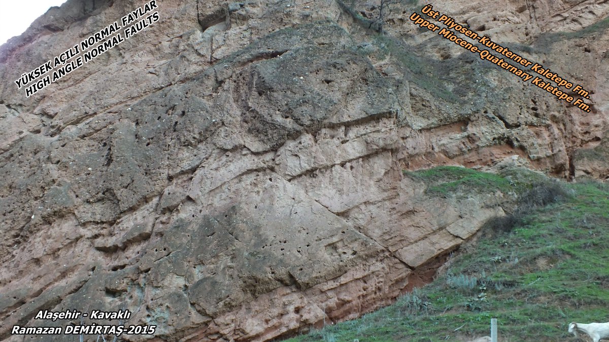 Paleosismolog's tweet photo. High angle #normalfaults, which controlled Upper Pliocene-Quaternary Kaletepe formation in the #Gedizgraben. near Kuşoluk hill, Koğuk creek, Kavaklıdere-Alaşahir (Manisa), western Anatolia, Türkiye. https://t.co/e5z72UNDUC