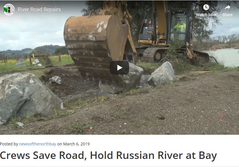 SoCo_PI's tweet photo. Important coverage of @SoCo_TPW emergency response to erosion from the Russian River that continues to threaten River Road in #Geyserville. Recent storms took more of the embankment forcing action at the site of erosion. Full video: https://t.co/3YR38nyBTe #SonomaCounty https://t.co/8OdIEezwu3
