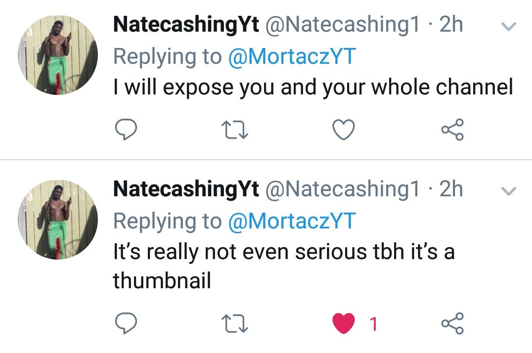 MortaczYT's tweet photo. @Natecashing1 This kid stealin my thumbs for clout , report his ass https://t.co/r6MIz8TsaN